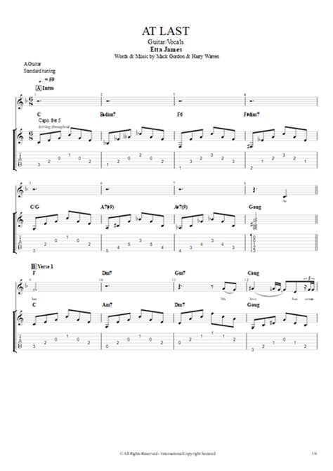 At Last Etta James Guitar Chords