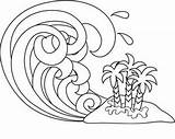 Tsunami Wave Coloring Page Sketch  Waves Black sketch template