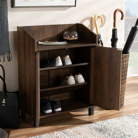 Baxton Studio Rossin Modern Walnut Brown 2-Door Shoe Cabinet - Walmart ...