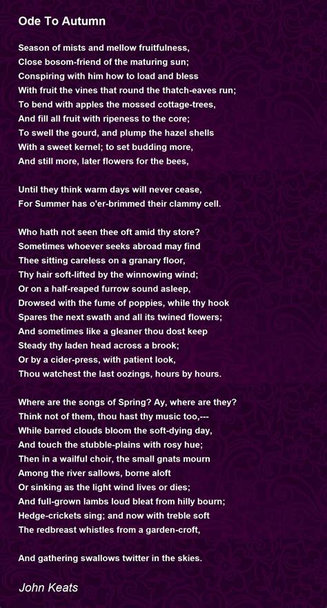 Ode To Autumn Poem by John Keats - Poem Hunter