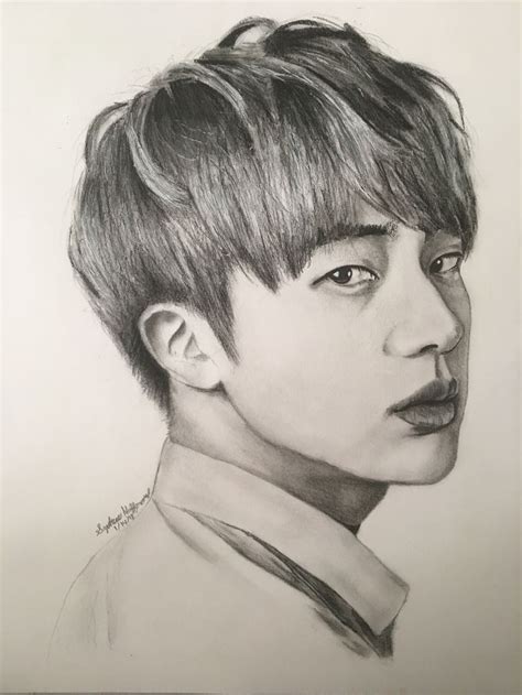 BTS Jin | Charcoal drawing | BTS Fanart | Bts jin, Bts drawings, Drawings