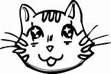 Manga Cat Face Coloring Page  Wecoloringpagecom sketch template