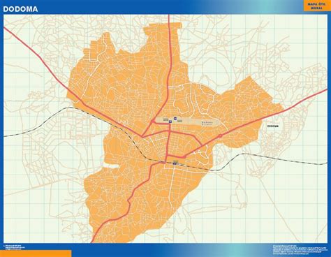 Dodoma wall map, Wall maps of the cities of Africa | Canada Wall maps ...