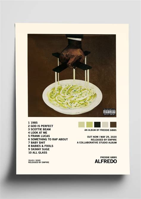 Freddie Gibbs 'Alfredo' Album Art Tracklist Poster | Album art, Music ...