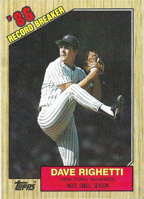 Dave Righetti 1987 Topps #5 New York Yankees Baseball Card