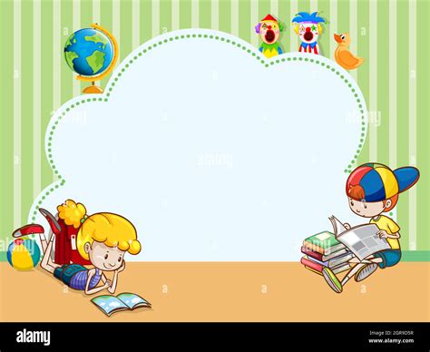 Border template with kids reading books Stock Vector Image & Art - Alamy