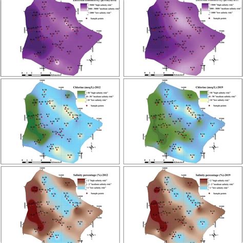 Maps showing the spatial distribution of Groundwater Salinization Index ...