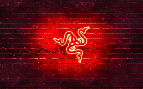 Download wallpapers Razer red logo, 4k, red brickwall, Razer logo ...