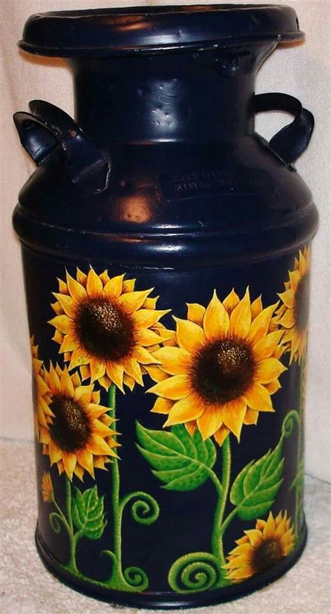 Pin by Patricia Sparks on Sunflowers & Roses | Painted milk cans, Old ...