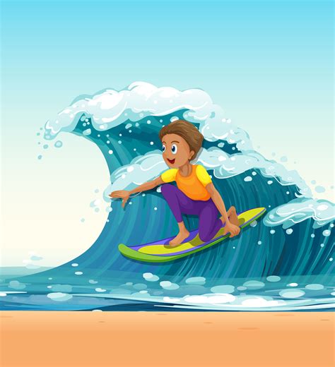 Man surfing on big waves 455034 Vector Art at Vecteezy