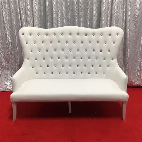 Love seat- white leather small - KM Party Rental