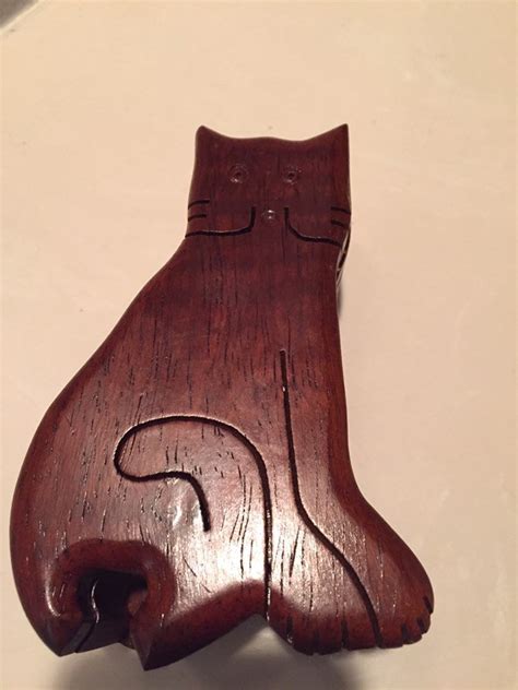 Hand Carved Cat Puzzle Box - Etsy