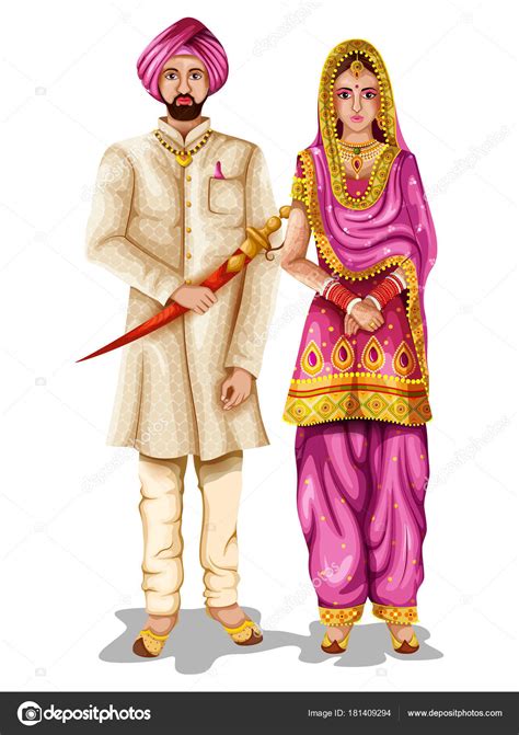 Punjabi Hochzeitspaar in traditioneller Tracht von Punjab, Indien Stock Vector by ©snapgalleria ...