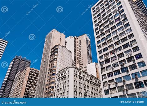 Old Commercial Skyscrapers in Downtown Rio De Janeiro, Brazil Stock ...