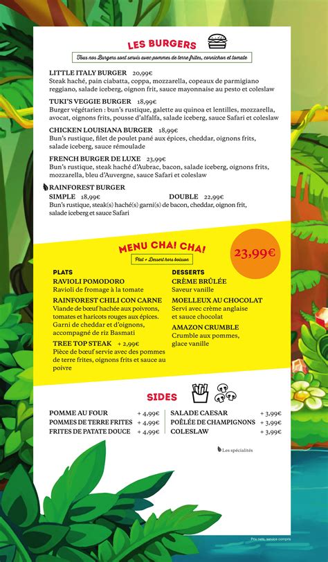 Rainforest Cafe Full Menu