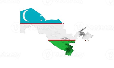 Uzbekistan map with the flag Colors Shaded relief map 3d illustration 29227843 PNG