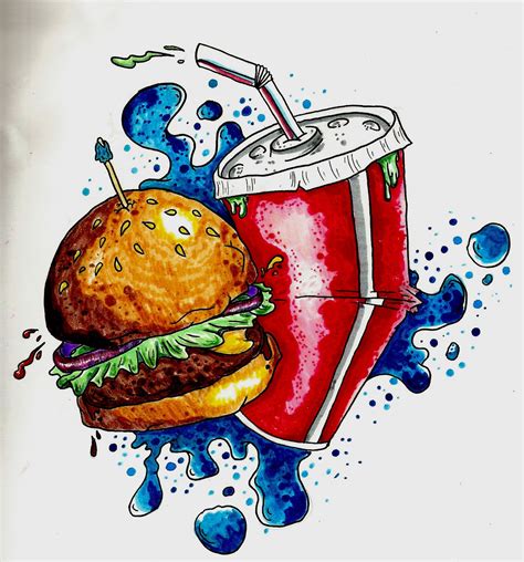 Fast Food - This is definitely one of my favorite drawings, it was simply made by ink pens and ...