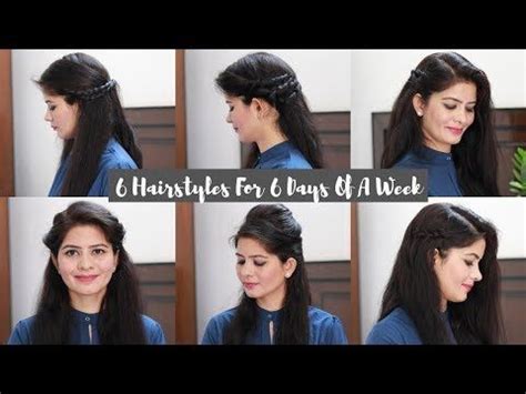 6 Hairstyles For 6 Days Of Office/ College | EVERYDAY HAIRSTYLE ...