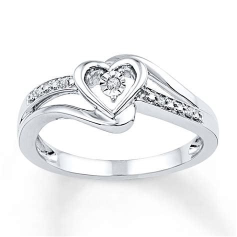 Kay - Heart Promise Ring Diamond Accents Sterling Silver