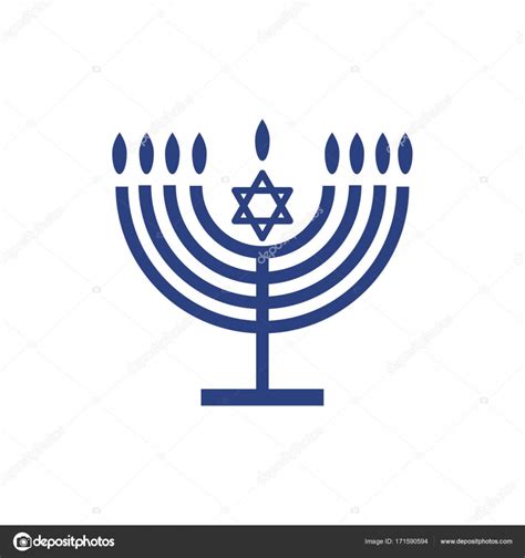 Hanukkah icon Menorah - candelabrum and candles sticker. Jewish holiday ...