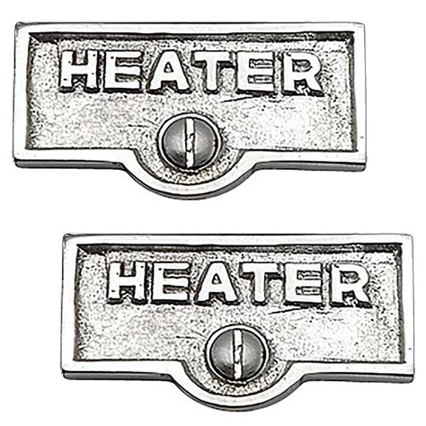 2 Switch Plate Tags HEATER Name Signs Labels Chrome Brass Traditional ...