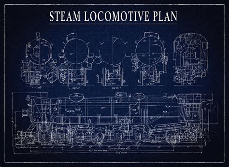 Heavy Steam Locomotive Blueprint Digital Art by Daniel Hagerman