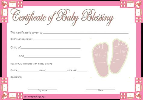 Free Baby Blessing Certificate Printable 7 | Two Package Template