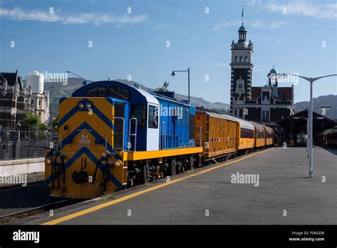 New Zealand, Dunedin, Dunedin Railways. Historic Dunedin Railway Station, c. 1906. Taieri Gorge ...