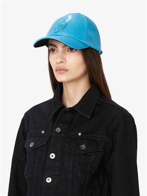 LEATHER BASEBALL CAP WITH ANCHOR LOGO in blue | JW Anderson