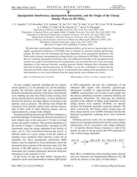 (PDF) Quasiparticle Interference, Quasiparticle Interactions, and the ...