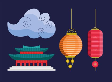 happy chuseok icons traditional 3821957 Vector Art at Vecteezy