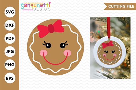 Gingerbread girl face SVG, christmas character cutting files (352955 ...