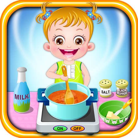 Baby Hazel tests her cooking skill by preparing pureed apples and vegetable soup in the meal ...