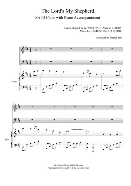 "The Lord's My Shepherd" For SATB Choir With Piano Accompaniment By ...