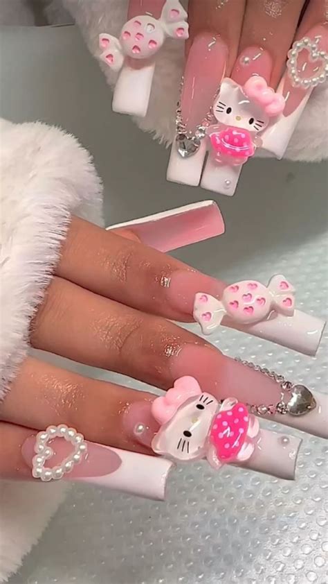 hello kitty nails 🎀 in 2023 | Hello kitty nails, Kawaii nails, Cat nails