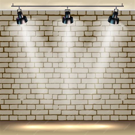 Premium Vector | Spotlights realistic brick background for show contest or interview.