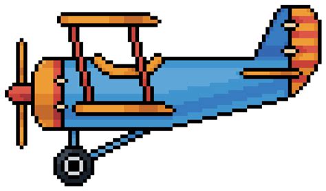 Pixel art biplane plane vector icon for 8bit game on white background ...