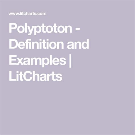 Polyptoton - Definition and Examples | LitCharts | Repetition of words, Figure of speech, How to ...