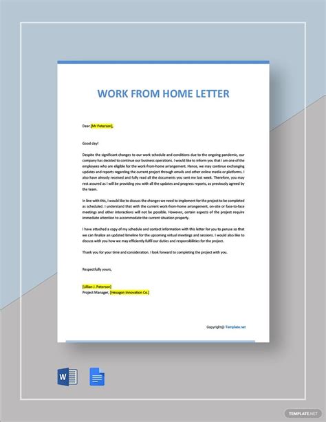 Free Free Letter Requesting Permission To Work From Home Template - Google Docs, Word | Template.net