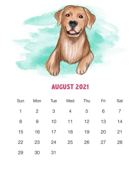 Free Printable 2021 Cute Dog Calendar - The Cottage Market