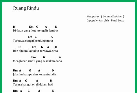 Chord Lagu Ruang Rindu - SEPUTAR MUSIK