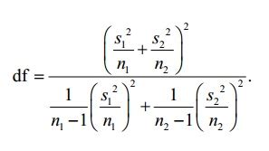 Satterthwaite Formula for Degrees of Freedom