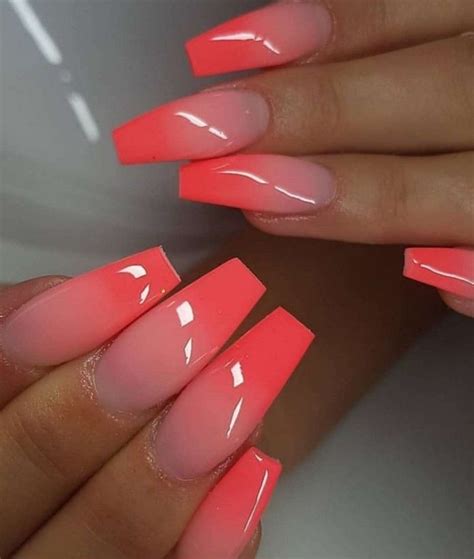 👄Red Ombre Nails👄 | Coral ombre nails, Red ombre nails, Pink ombre nails