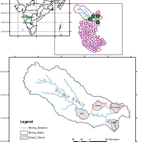 Location map of Bhima basin and the study region in Karnataka State of ...