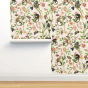 Antique Rococo Chinoiserie Flower Trees Wallpaper | Spoonflower
