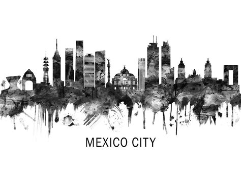 Mexico City Mexico Skyline BW Mixed Media by NextWay Art - Fine Art America