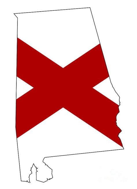 Alabama State Flag and Outline Map Digital Art by Bigalbaloo Stock - Fine Art America