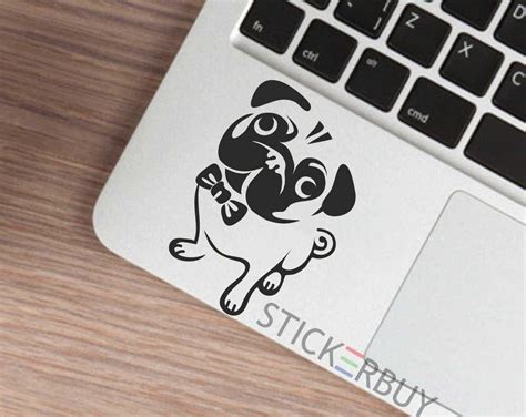 stickerbuy™ ' Cute Pug ' Laptop Stickers and Decals for All Model Laptops & Accessories (Black ...