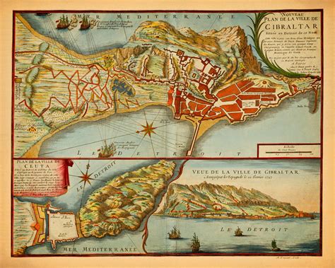 Plan & View of Gibraltar, 1727, Anglo-Spanish War | Battlemaps.us