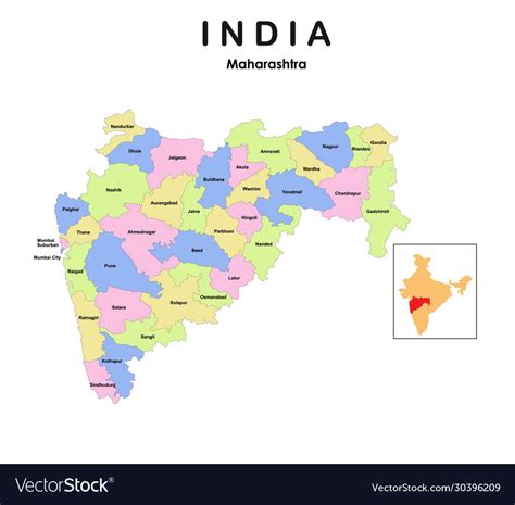 Maharashtra map 2019 new Royalty Free Vector Image